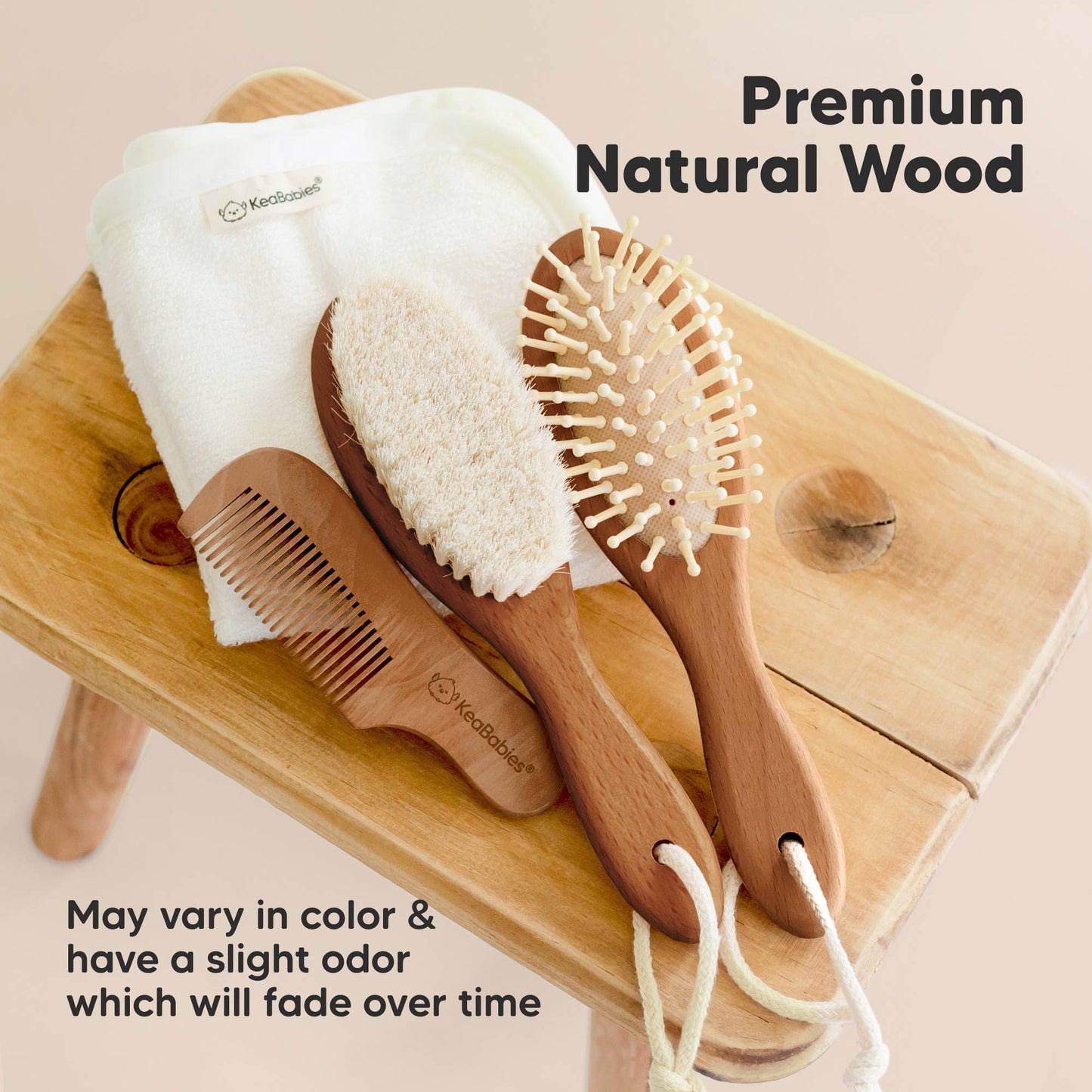 Baby Hair Brush and Comb Set: Dark Wood Walnut