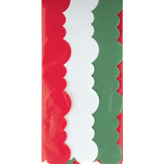 Scalloped Multicolor Tissue Pack-Red Green & White