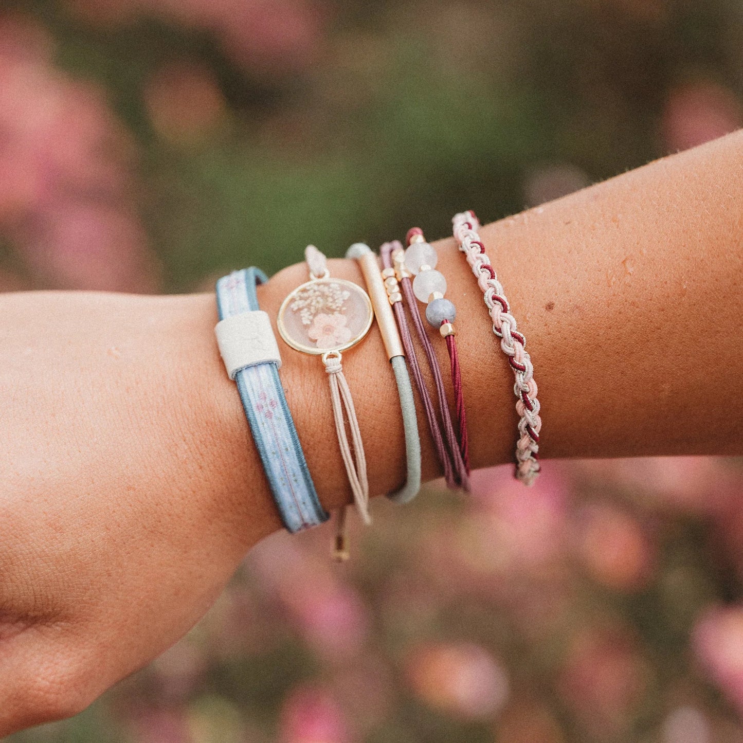 "Bloom" Pressed Flowers Hair Tie Bracelets