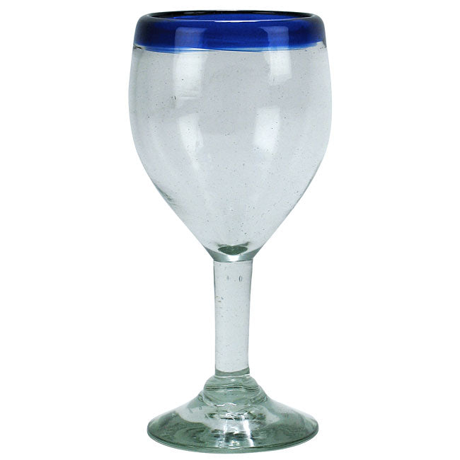 Blue Rim Mexican Wine Glass
