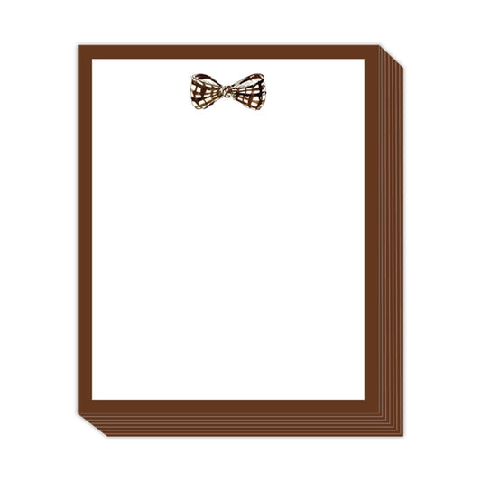RosanneBeck Handpainted Luxe Notepad - Brown Plaid Bow Tie Stack