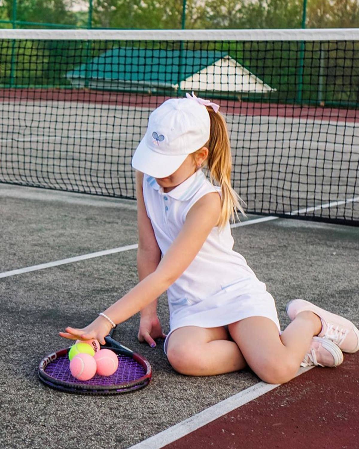 Girls Tennis Bow Baseball Hat - Youth (ages 2-7)