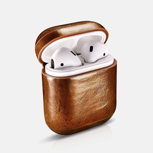 Luxury Premium Leather AirPods Case - Light Brown