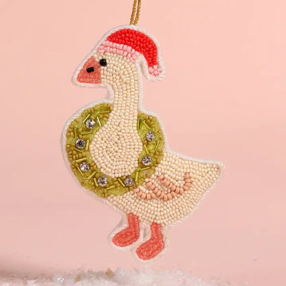 Merry Silly Goose Handcrafted Beaded Ornament