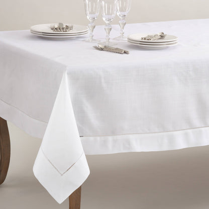 Ivory Tablecloth with Hemstitched Border