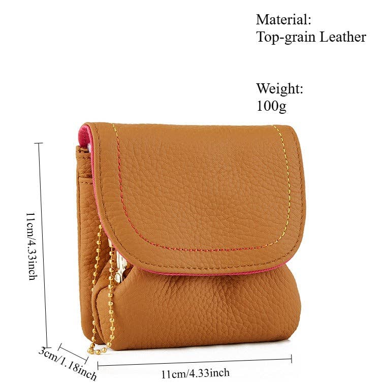 Top Grain Leather Snap Button Coin Purse
