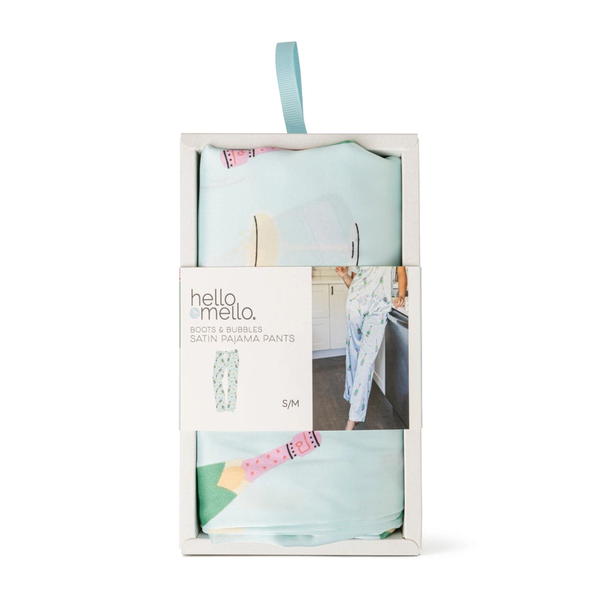 Hello Mello Boots & Bubbles Satin Pajama Pant