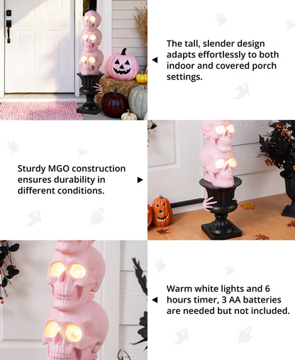 Pink LED Skeleton Topiary Halloween Porch Decor