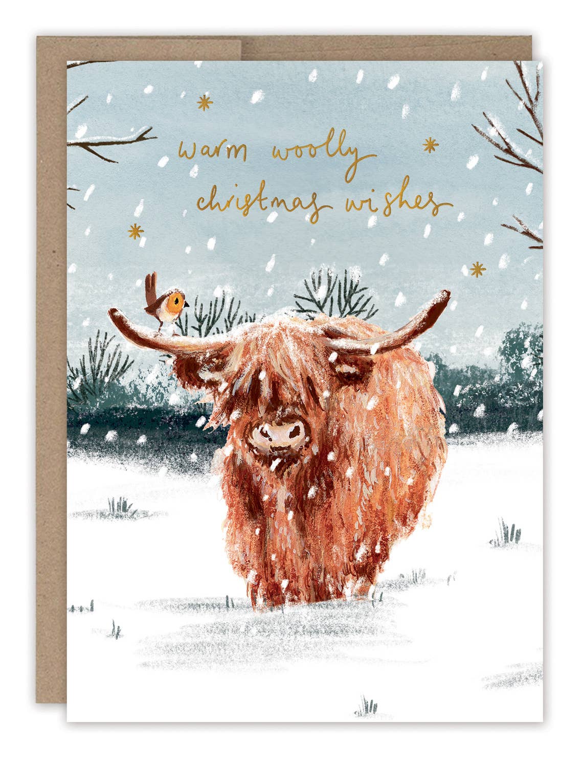 Highland Cow Woolly Wishes Boxed Holiday Cards - Set of 10