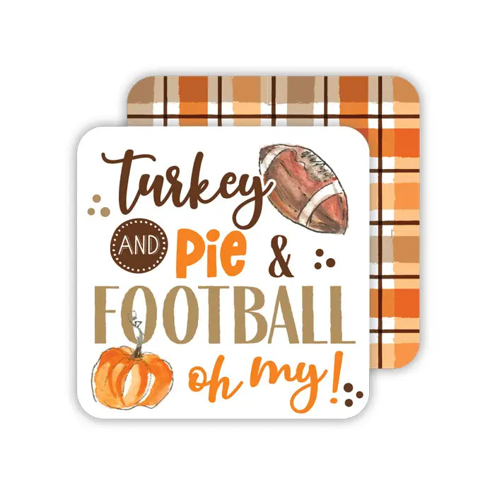 Turkey Pie Football Oh My/Plaid Paper Coaster