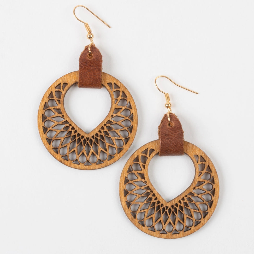 Samira Lightweight Blonde Spiral Wood Drop Earrings