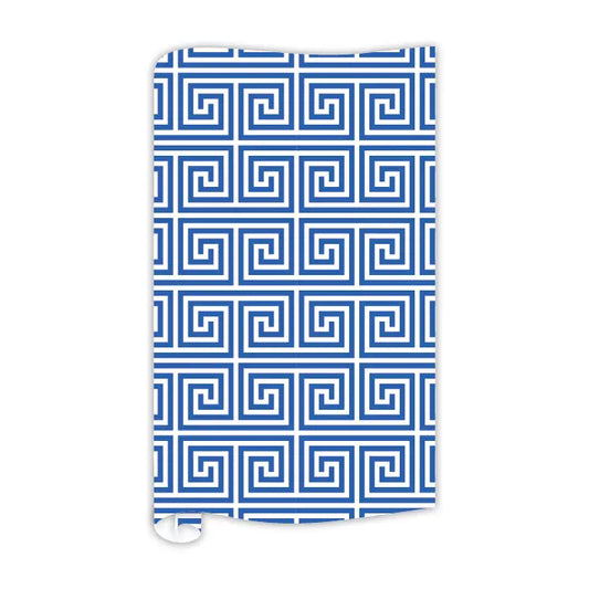 Greek Key Pattern Blue Wrapping Paper - 5ft