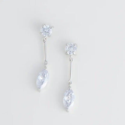 Dazzler Long Post Cubic Zirconia Drop Earrings