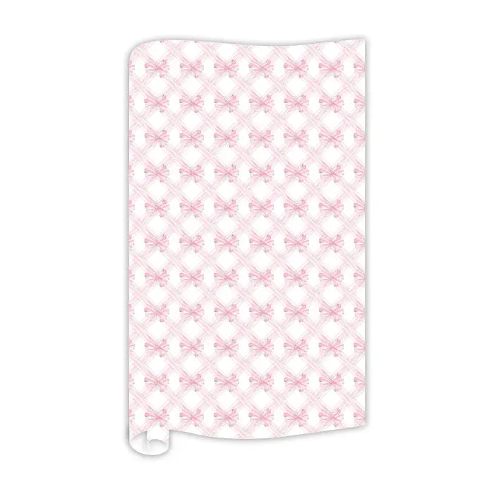 Handpainted Pink Bow Trellis Wrapping Paper - 8ft