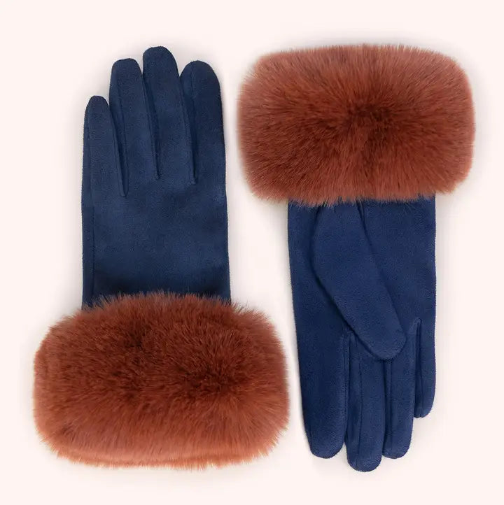 Bettina Faux Suede Fur Gloves
