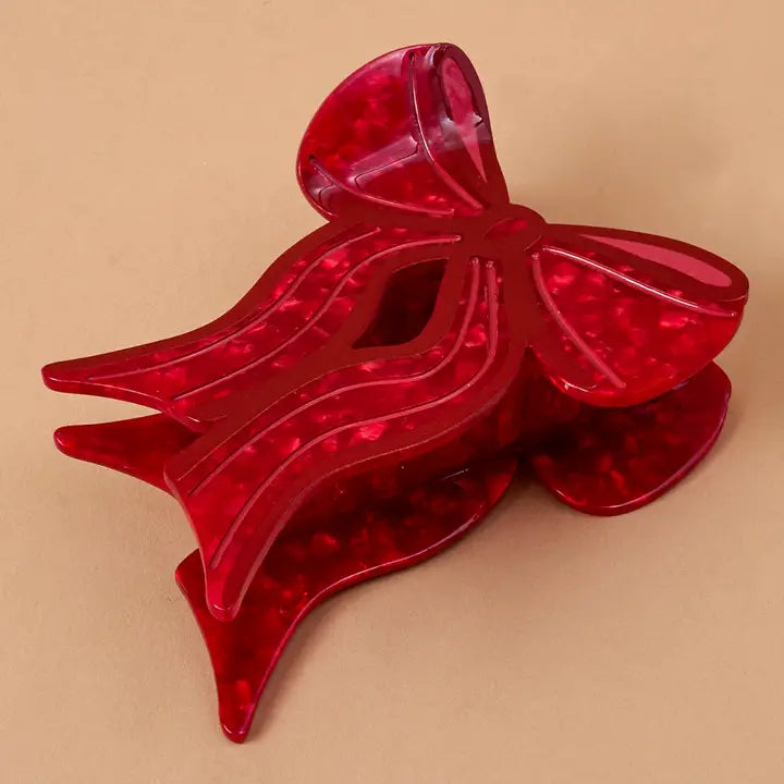 Red Bow Shape Up Claw Clip