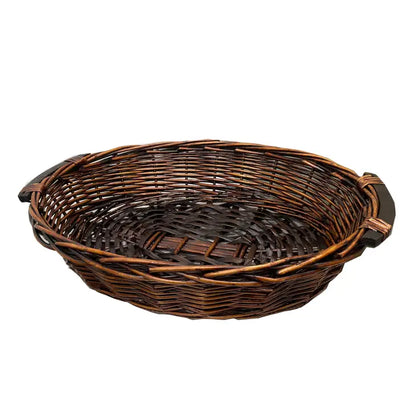 16" Oval Willow Tray Dark Brown Finish