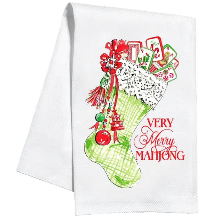 Merry Mahjong Stocking Kitchen Towel