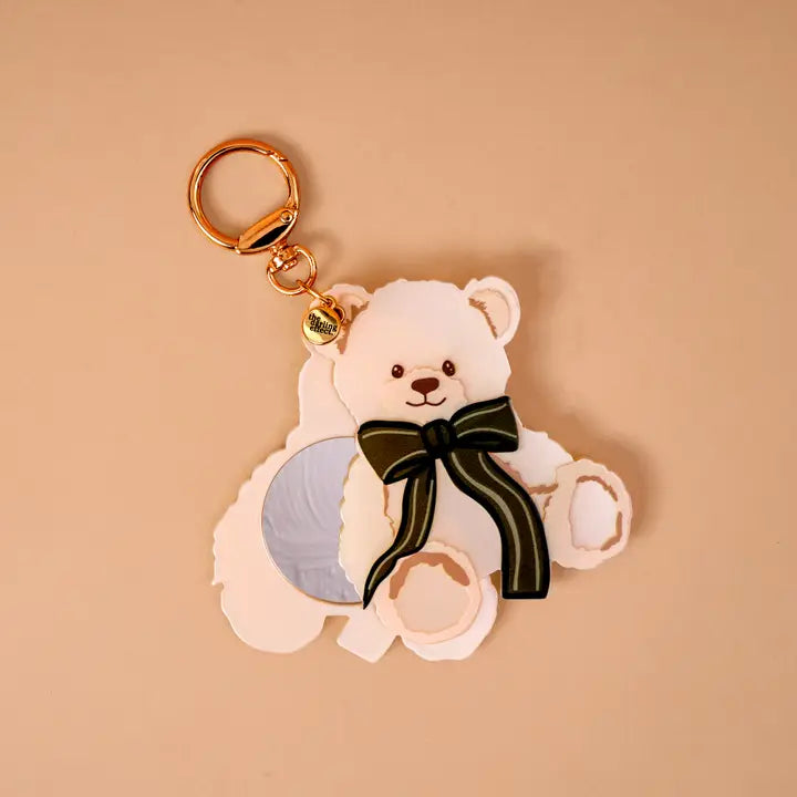 Mini Mirror Bag Charm-Teddy Bear Theo