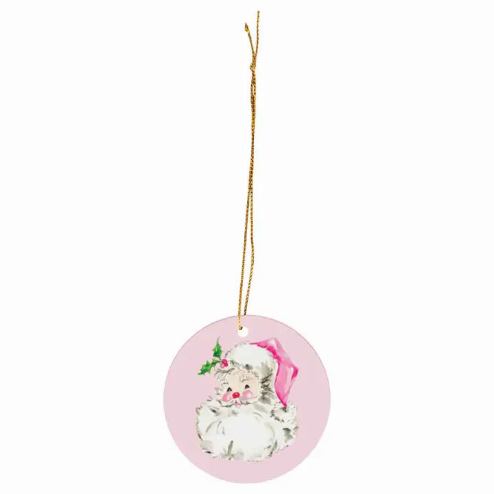 Pink Santa Pink Christmas Ceramic Ornament Rosanne Beck