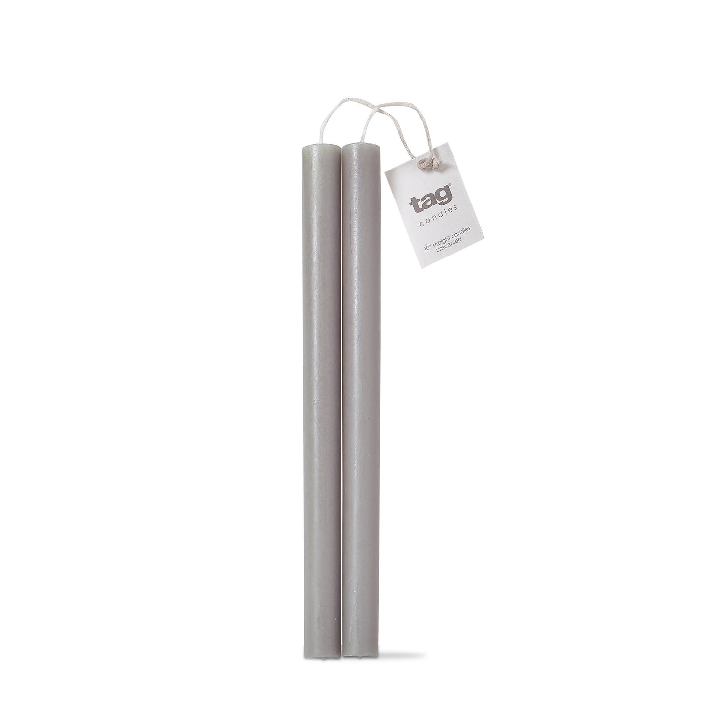 Unscented 10" Taper Candles Set of 2 - Grey
