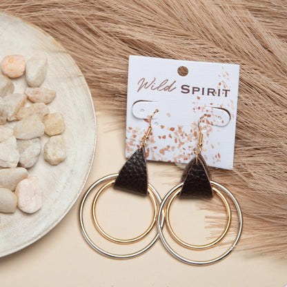 Wild Spirit Western Leather Gold and Silver Ring Earrings