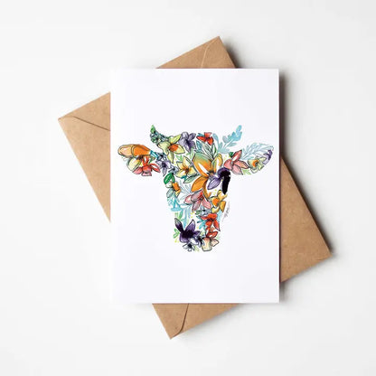 Amanda Klein Co. Cow Floral Note Card Stationery Set