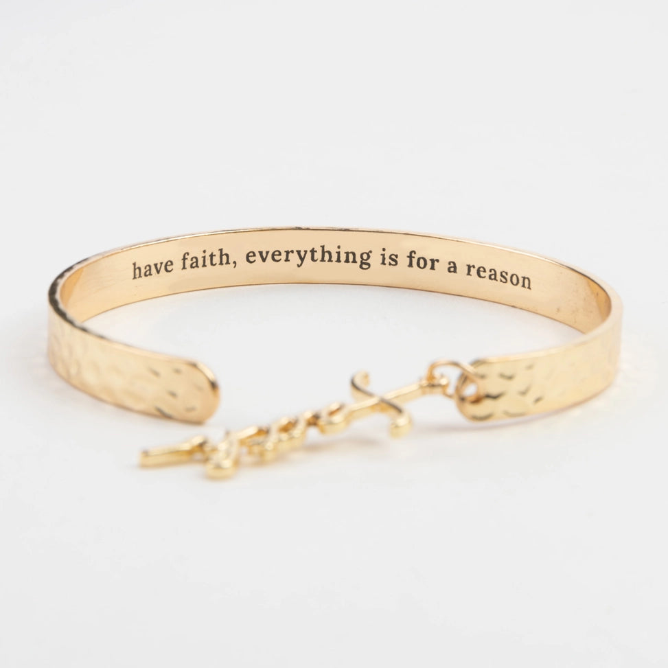 Inspirational Gold Nina Faith Charm Cuff Bracelet