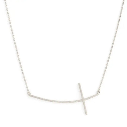 Brushed Side Cross Necklace