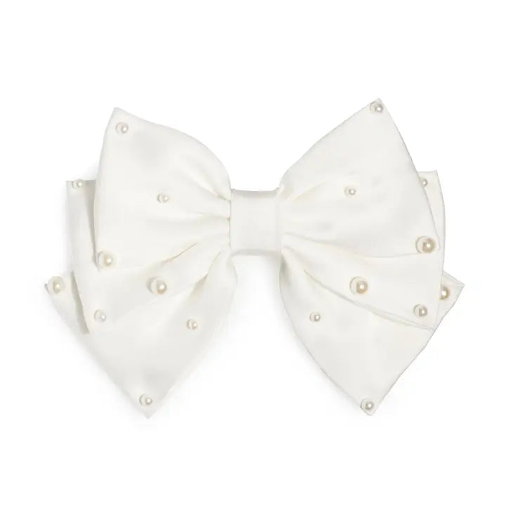 Pearl Bow Hair Clip - Ivory