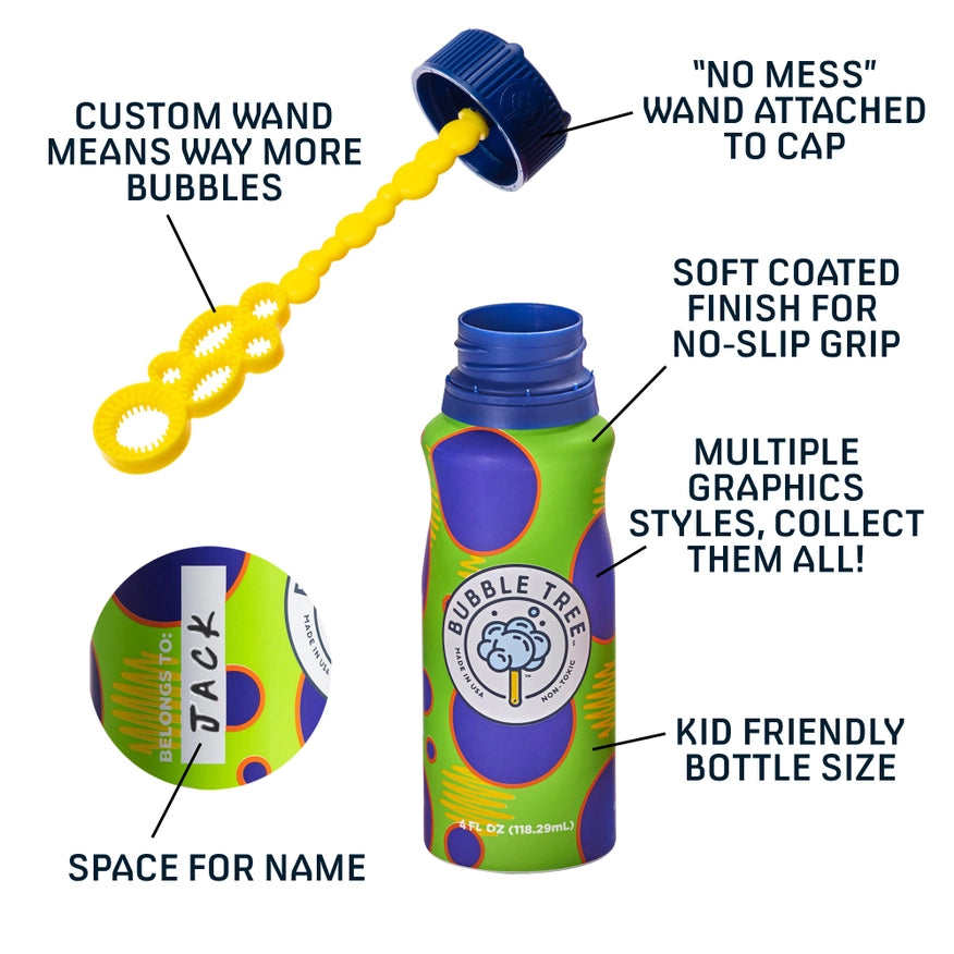 Bubble Tree Refillable Bubble System - 1 Liter Refill Station & 2 Bottles + Wands