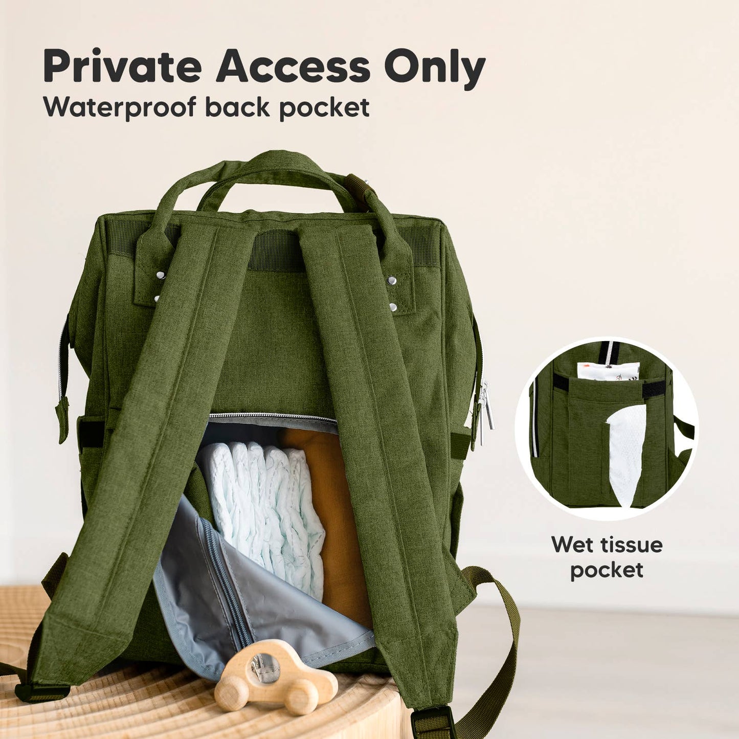 Olive Green Diaper Bag Backpack