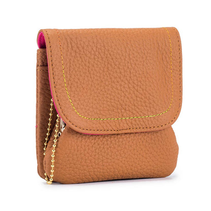 Top Grain Leather Snap Button Coin Purse