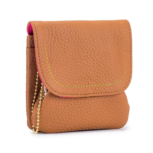 Top Grain Leather Snap Button Coin Purse