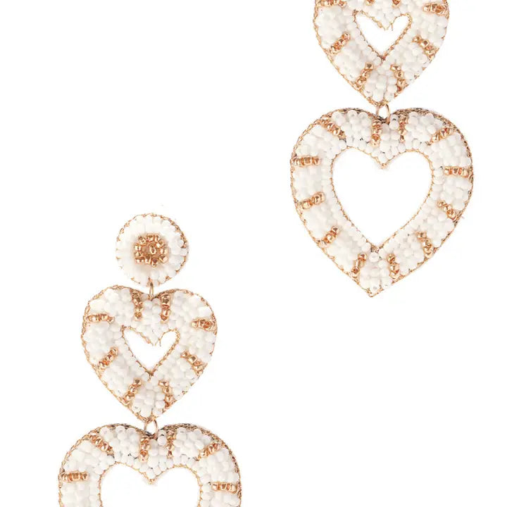 Drop Heart Beaded Earrings