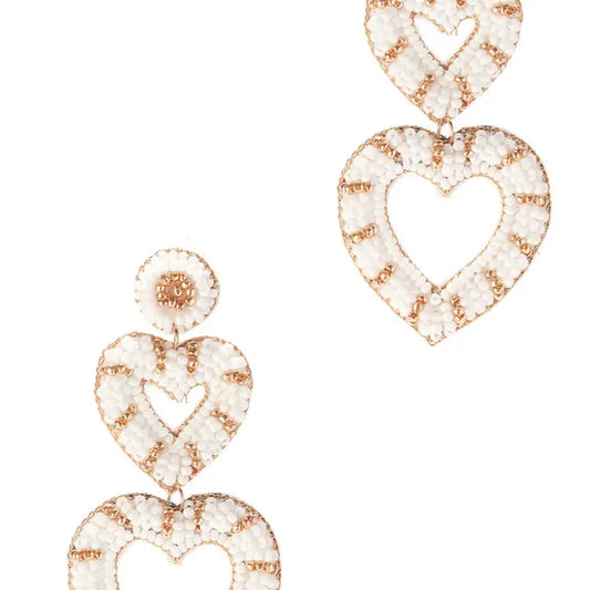 Drop Heart Beaded Earrings