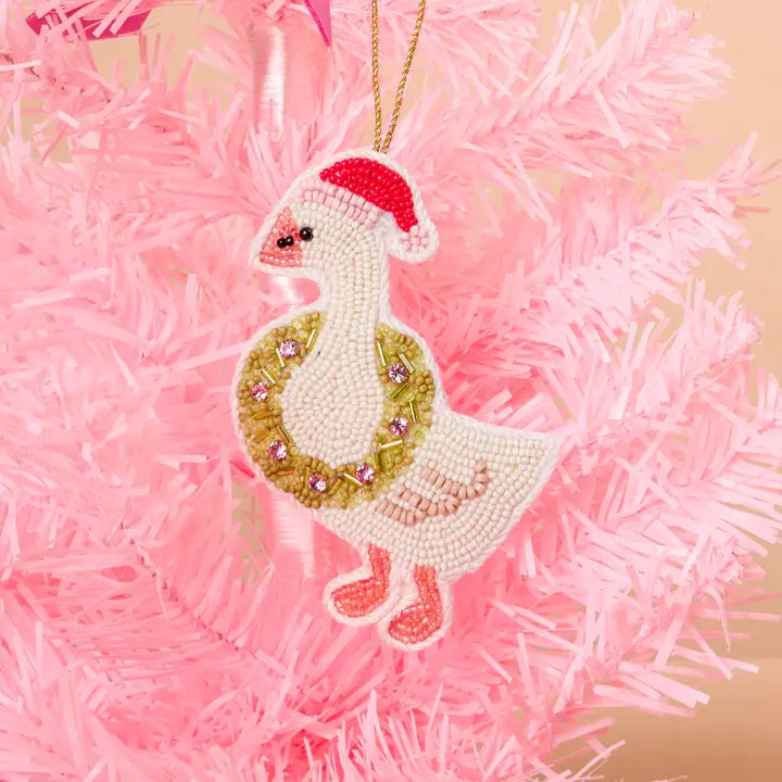 Merry Silly Goose Handcrafted Beaded Ornament