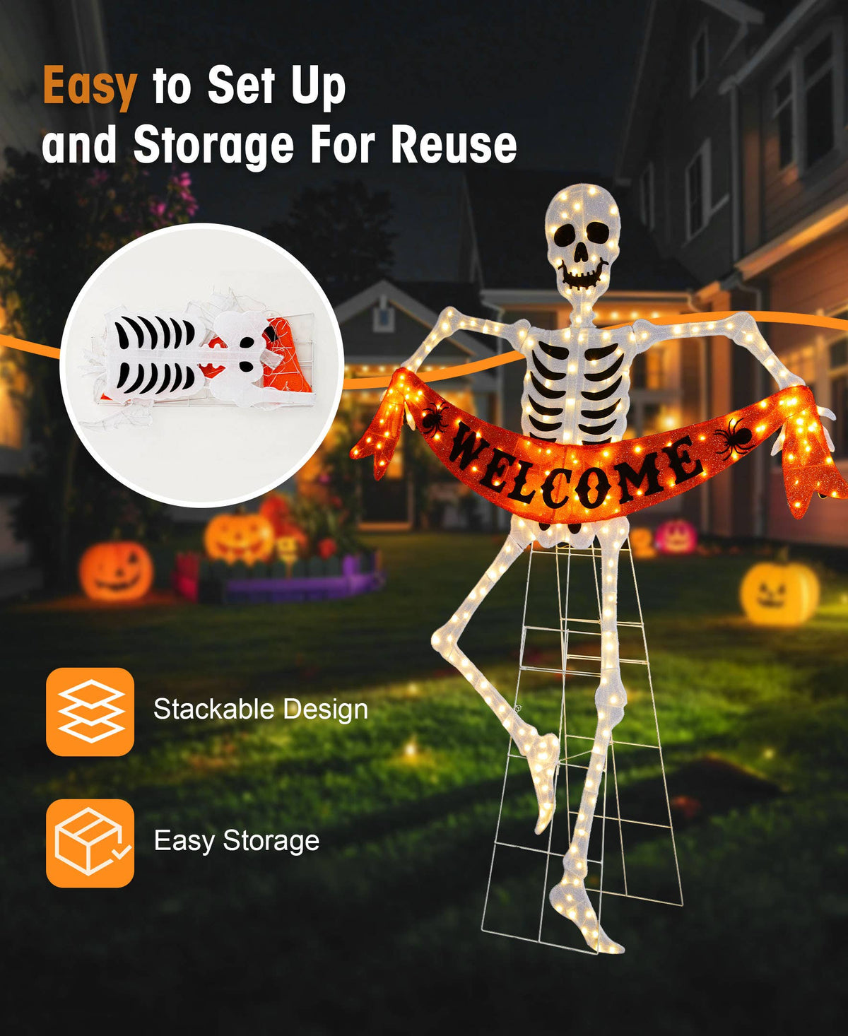 Lighted 2D Skeleton Outdoor Decor