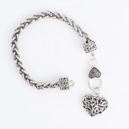 Lucie Heart Charm Bracelet in Silver