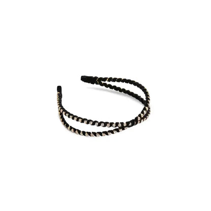 Rhinestone Skinny Double Headband - Black