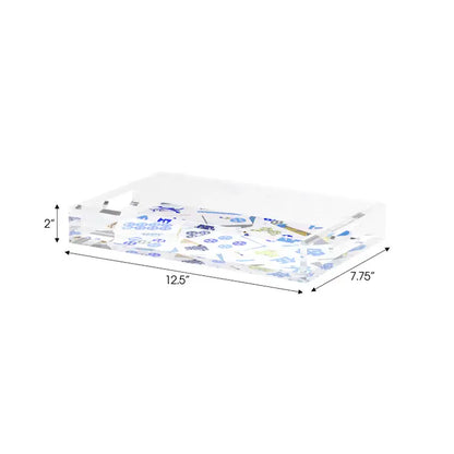 Abstract Blues Mahjong Acrylic Tray