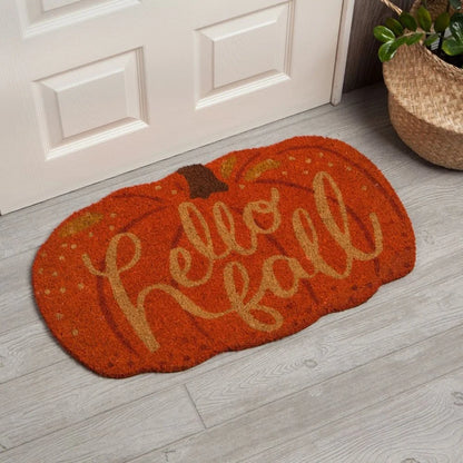 Hello Fall Pumpkin Coir Doormat