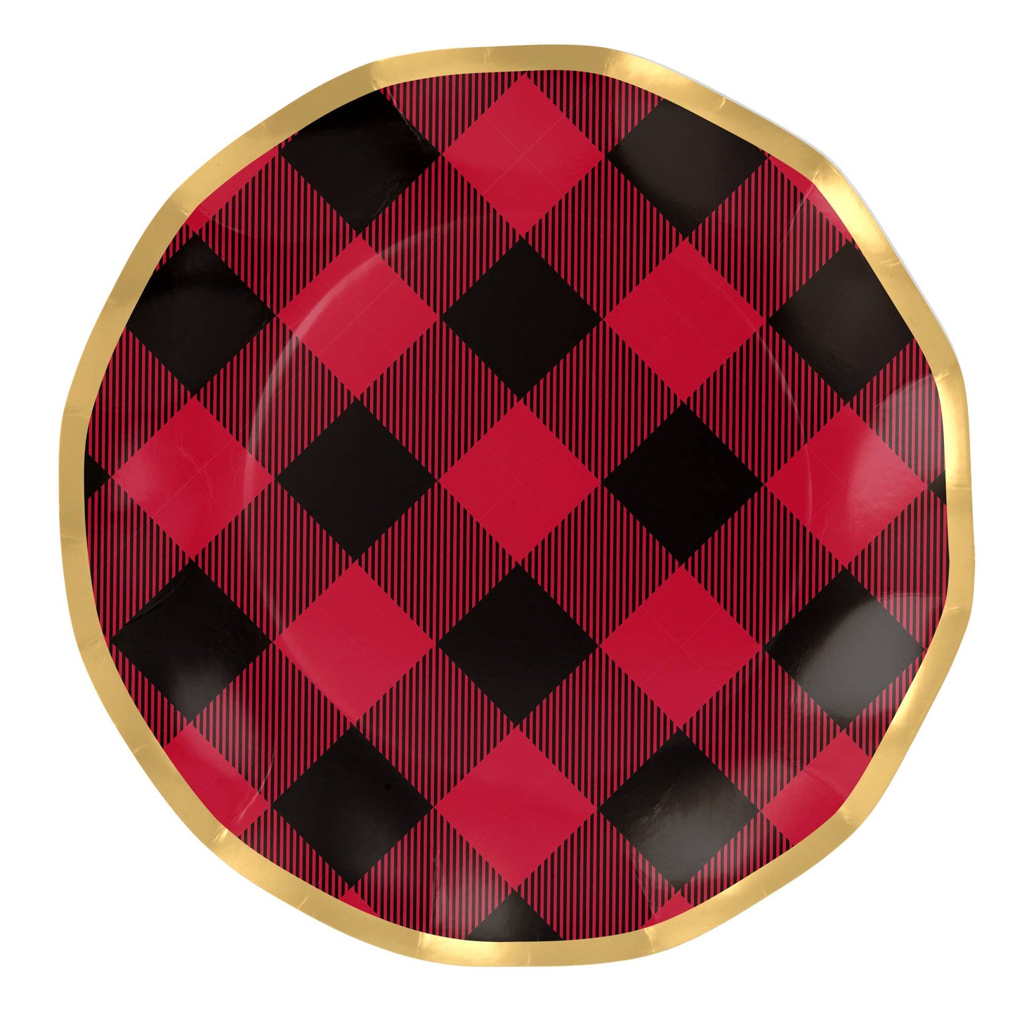 Holiday Buffalo Check Wavy Paper Plate