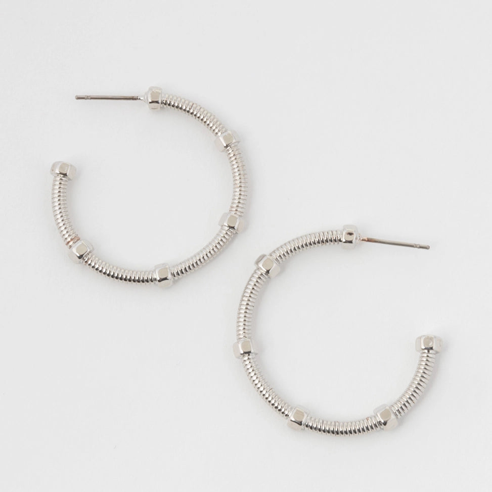 Large Silver & Gold Textured C-Hoop Earrings