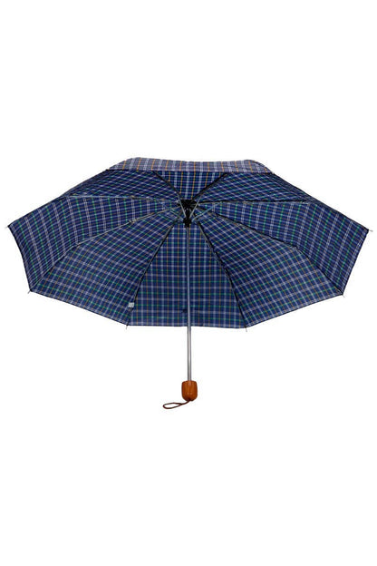 Blue Plaid Compact Umbrella