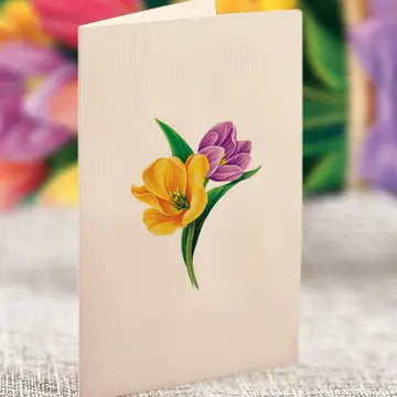 Festive Tulips Pop-Up Bouquet Blank Greeting Card