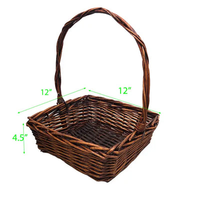 12" Square Willow Basket w/Handle