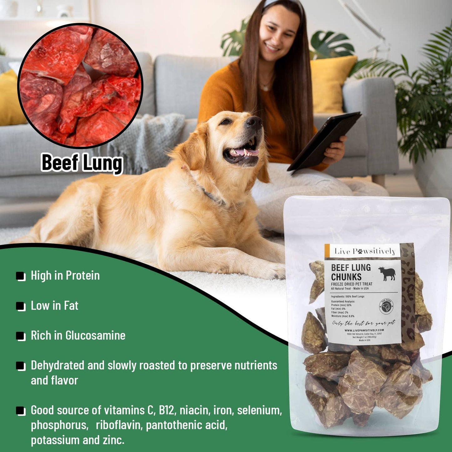 Beef Lung Chunks 7oz package