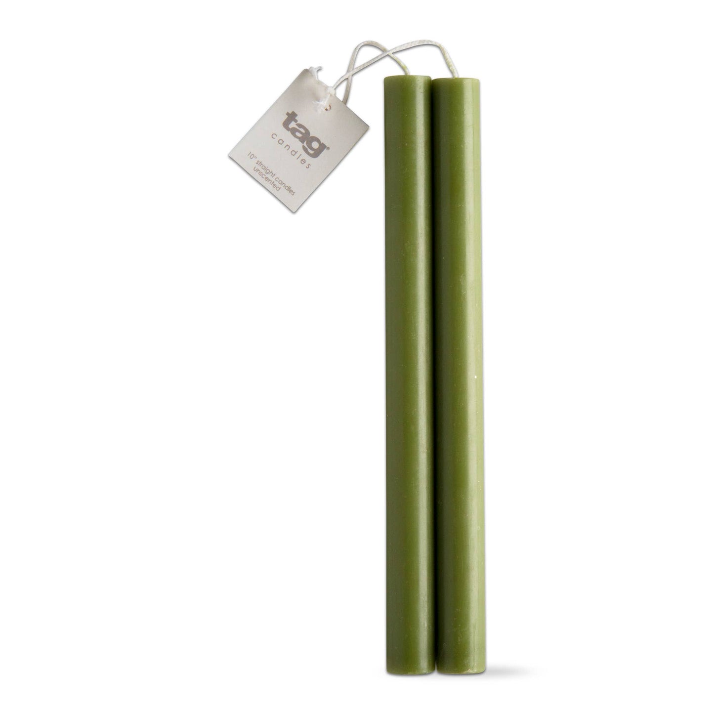 Unscented 10" Taper Candles Set of 2 - Olive