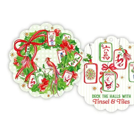 Deck the Halls with Tinsel & Tiles Wreath Scalloped Gift Tag